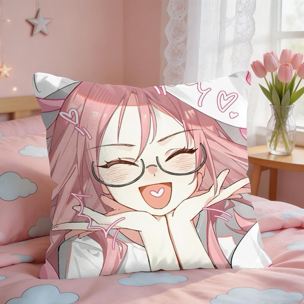 Alien Stage Mizi Anime Girl Pink Cushion Cover Square Short Plush Pillow Case Living Room Sofa Home Decor Funda X