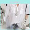 Chic Lace Shirt Autumn Women V-neck Long Blouse Loose Plus Size Sleeve S-5xl