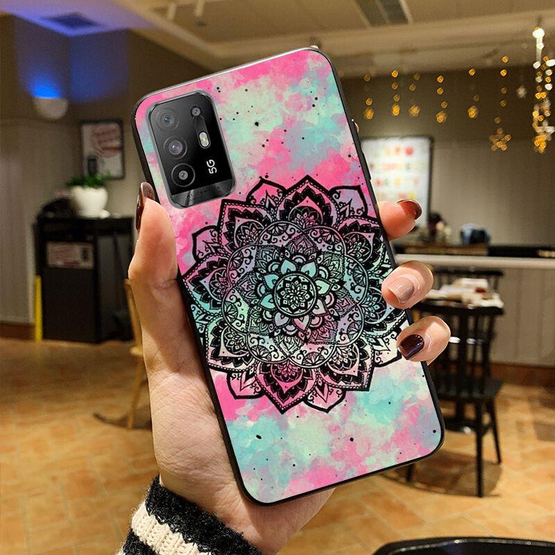 Blau gold Mandala Blume Traumfänger Hülle Handyhülle Für OPPO A74 A94 A3S A5S A9 A12 A15S A52 A53S A72 A73 2020 A91 5G Hüllen