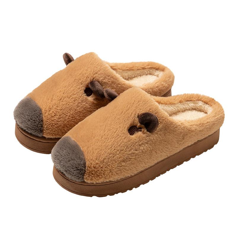 Urocze kapibary bawełniane kapcie 2025 nowe jesienno-zimowe domowe buty Mao Mao ciepłe kryte bawełniane kapcie