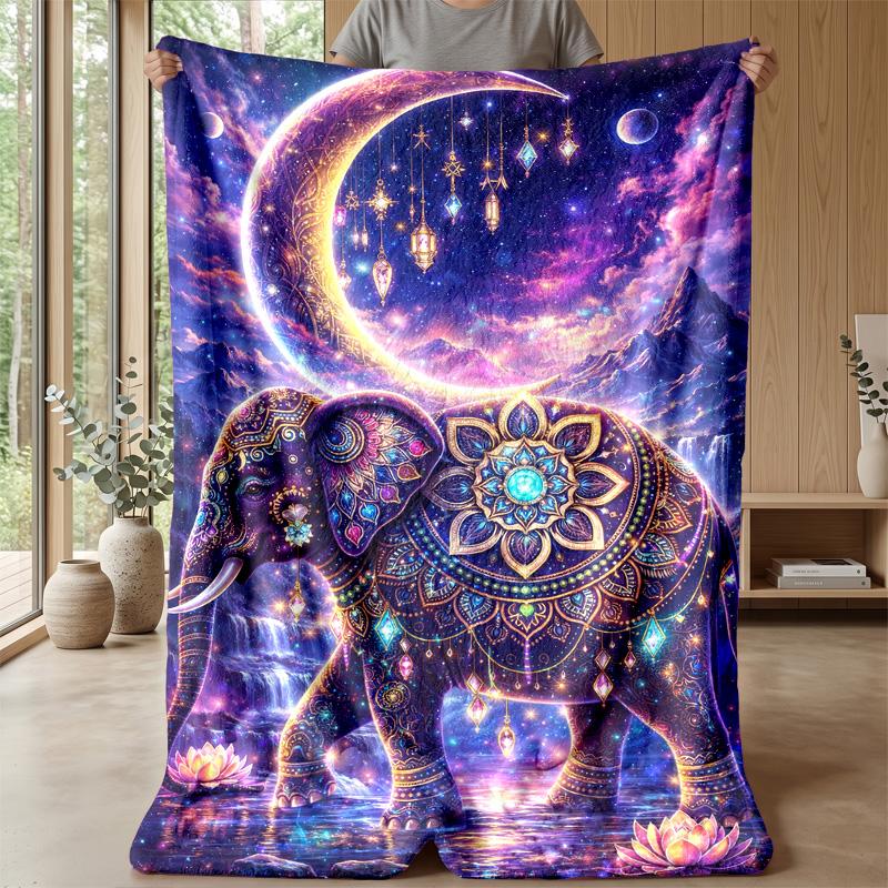 Jungle Elephant Theme blanket Lightweight Warm Flannel Blanket Decorative Throw Blanket for Home Decoration