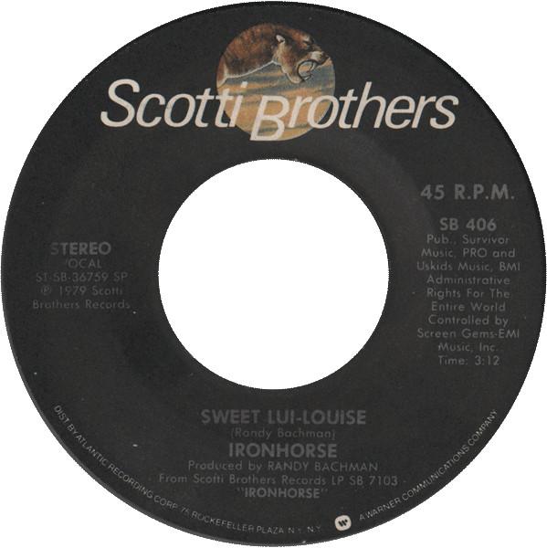 

7inch Record IRONHORSE Sweet LuiLouise SB406 Scotti Bros. Re 1979 US Rock Used