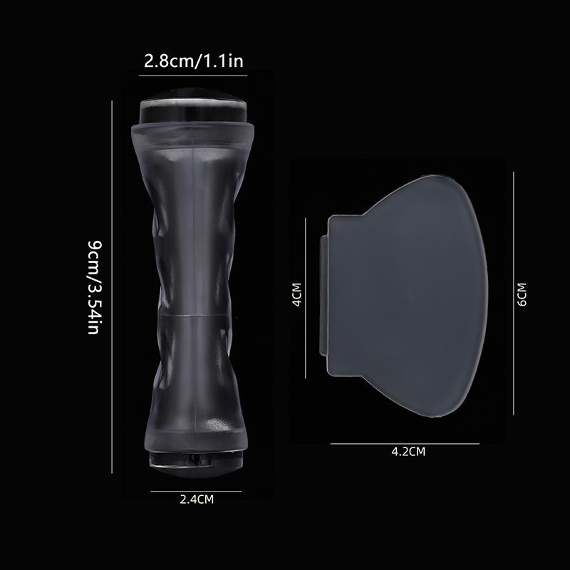 

Двойная головка дуги силиконовый штамп для ногтей печать со скребком мягкие многоразовые штампы для ногтей маникюрные инструменты