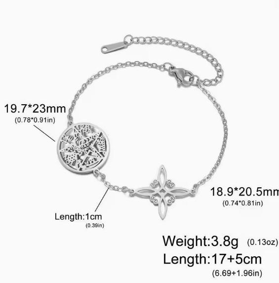 Stainless Steel Double Pendant Necklace with Witch Knot & Star