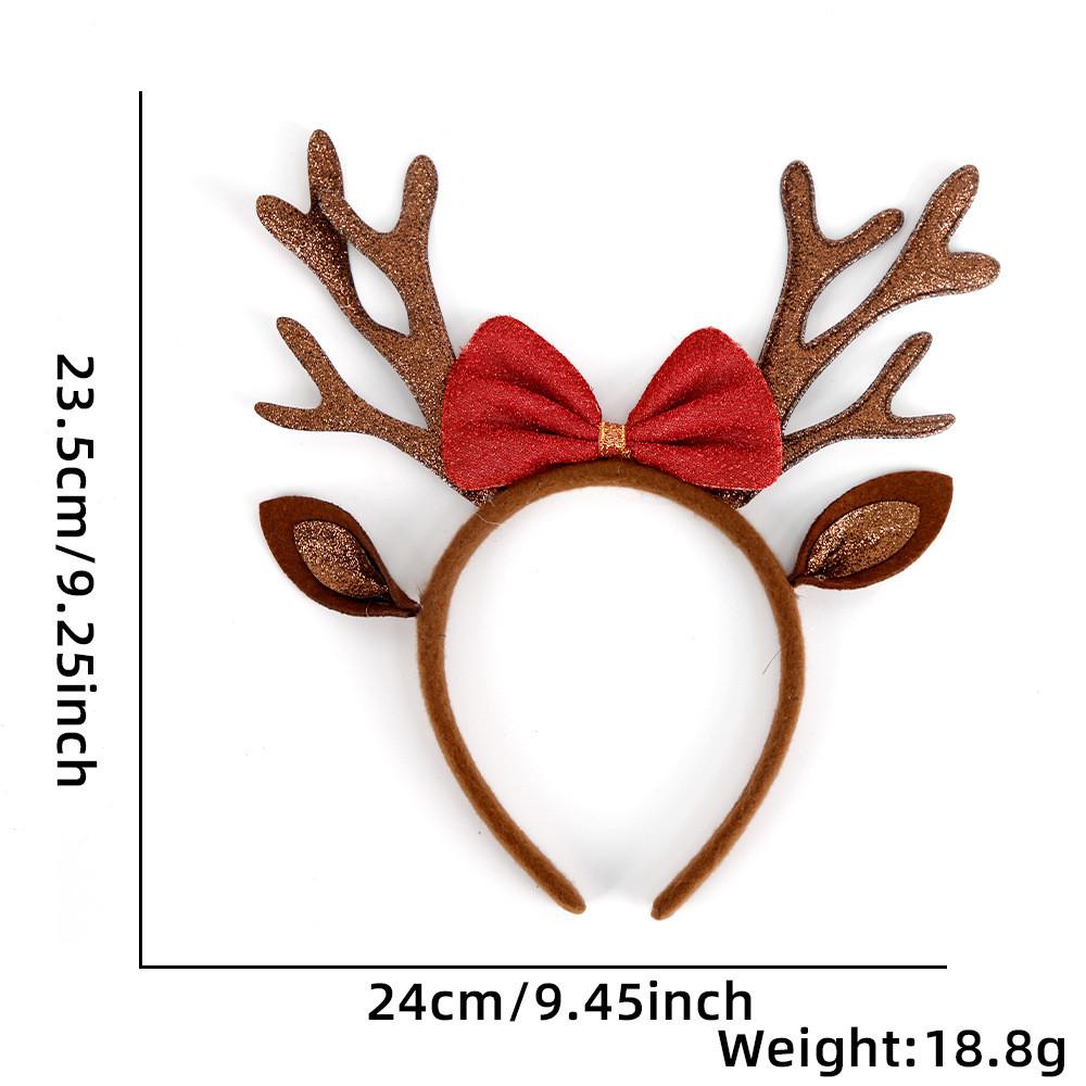 

Festive Brown Reindeer Antler Headband Charming Bow And Flower Design For Holidays Brown Antler Bow