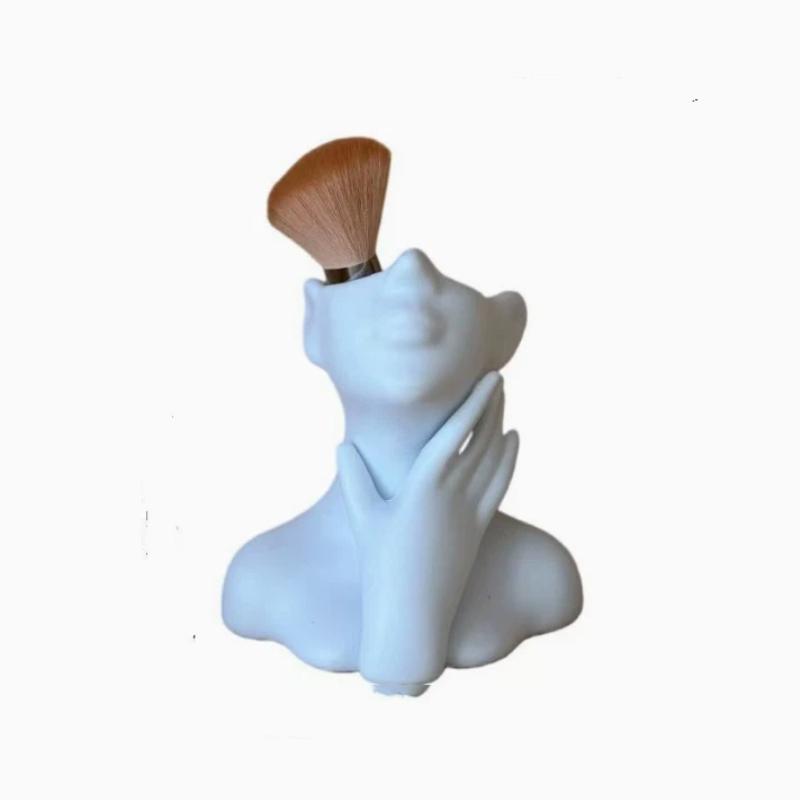 Creative Face Art Makeup Brush Holder Large Capacity for Desktop or Vanity Decor