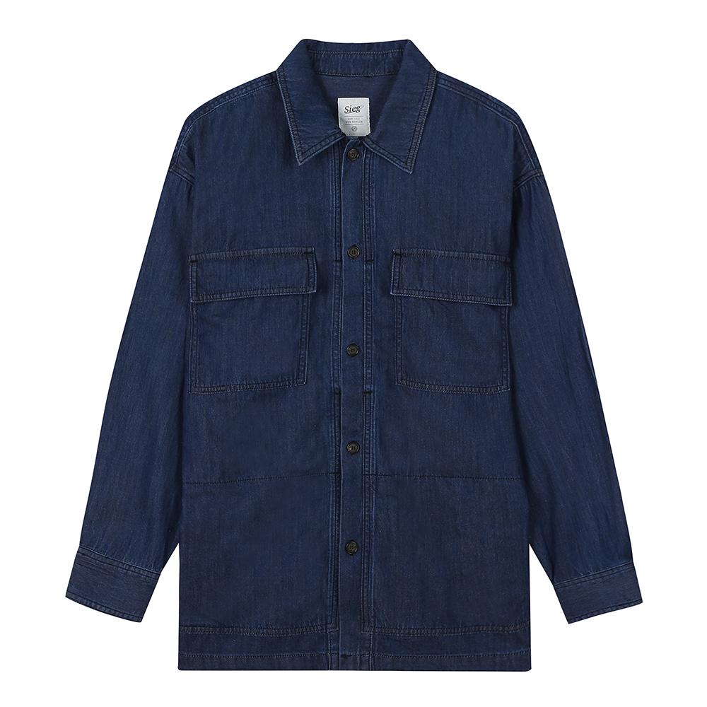 SIEG 6-Pocket Oversized Shacket Navy (Pibaa5012)
