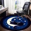 1PC Moon Cat Office Round Area Rug, Mat Suitable For Office, Under Office Chairs Bedroom Living Room Home Decor, Room Deco