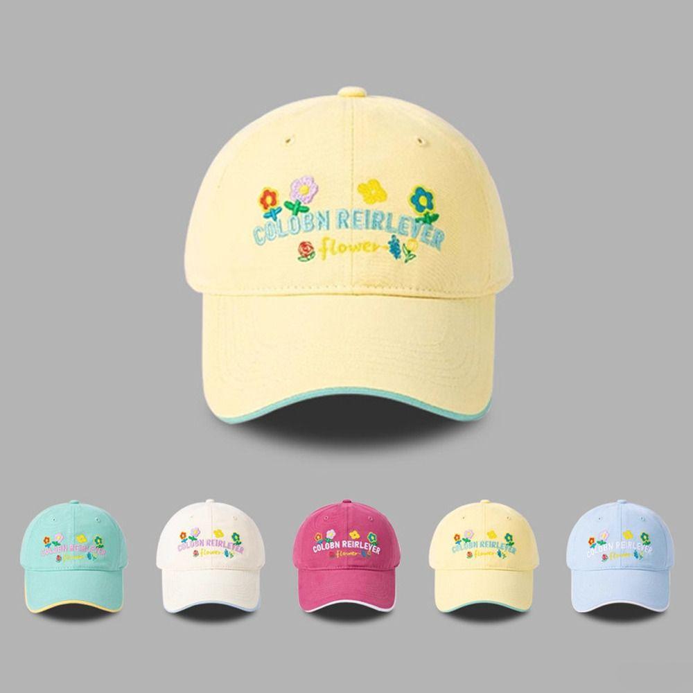 Cotton Floral Baseball Cap Letter Embroidered Streetwear Hats Casual Peaked Cap For Women Girls