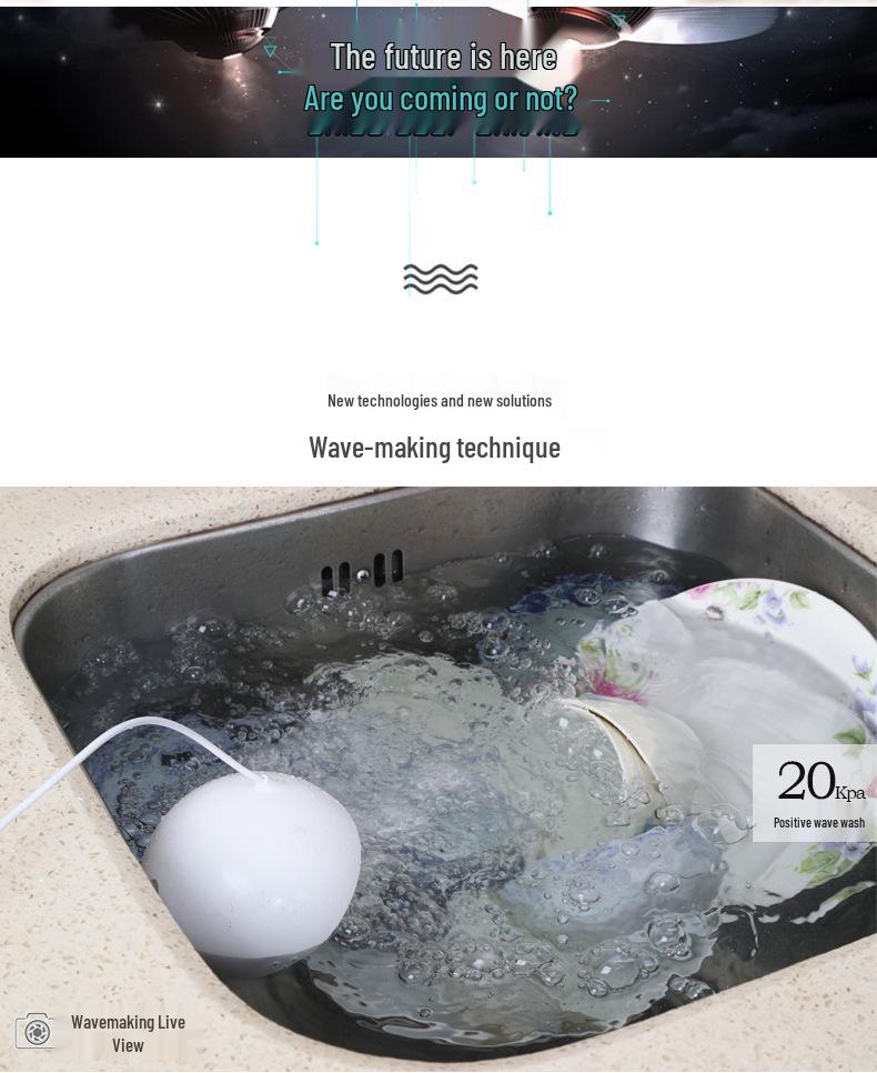 Ultrasonic Mini Dishwasher for Fruits, Vegetables & Kitchen Sink Cleaning