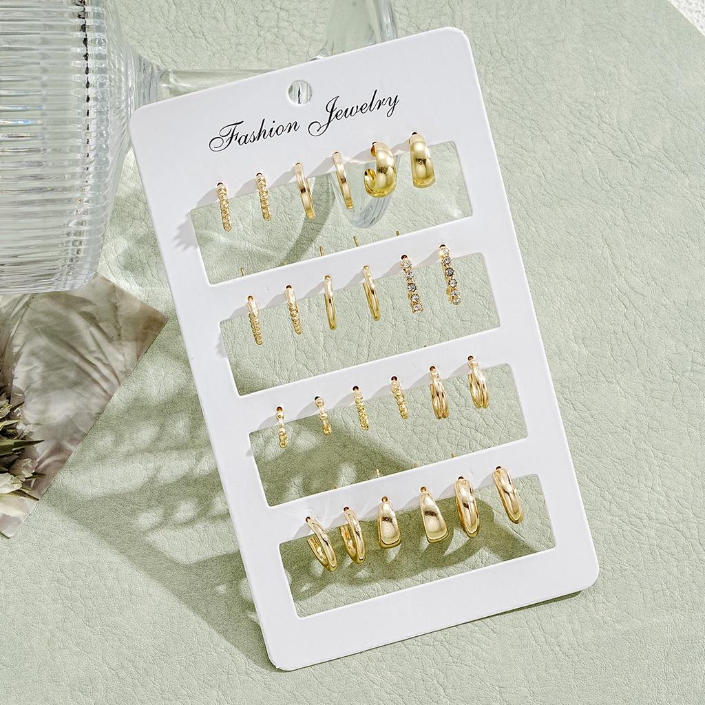 Modisches Creolen-Set mit Kristallen, Kreis, Gold/Silber, Ohrringe für Damen, Schmuck-Accessoires