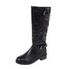 Belt buckle retro pleated new stacking boots women's autumn boots 2025 tall knight versatile large size boots