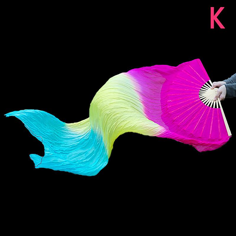 Prawa ręka 150 cm długości wachlarz do tańca Sprzedaj Pani Belly Gradient Color Dancer Ćwicz długie imitacje rekwizytów tanecznych Jedwabne wachlarze