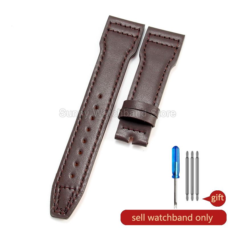 Coffee Black 20 21 22mm for IWC Portofino Le Petit Prince Portugieser Cowhide Watch Band Special Interface Needle Buckle Durable