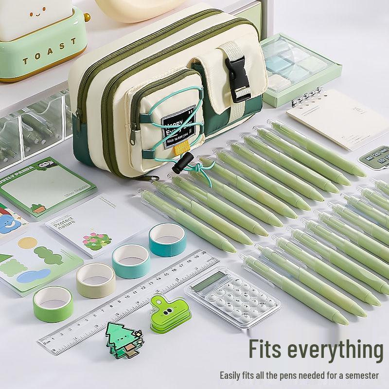 Hardcore Workwear Style Boys' Multifunctional Pencil Case - 2025 New Black Stationery Box for Junior High & High School