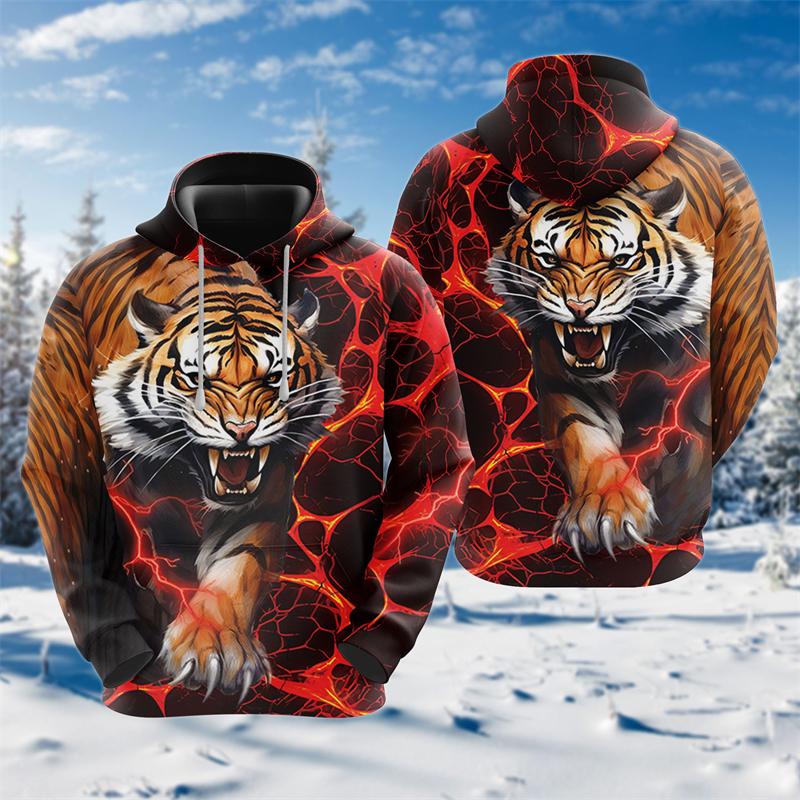 

Готичні тигри Графічні світшоти Harajuku Fashion Y2k Жіночі толстовки Повсякденні жахи тварини Толстовки для чоловіків Одяг Хіп-хоп пуловери 6XL