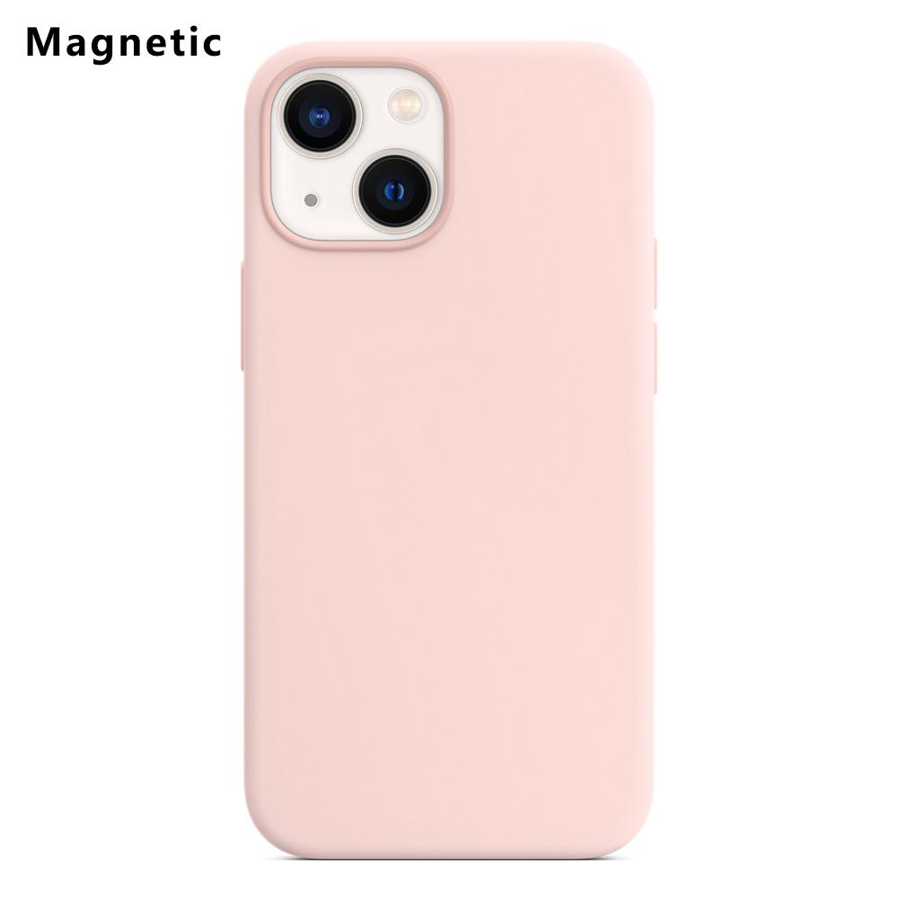 

For iPhone 13 Compatible with MagSafe Liquid Silicone Phone Back Cover (No Logo) Light Pink