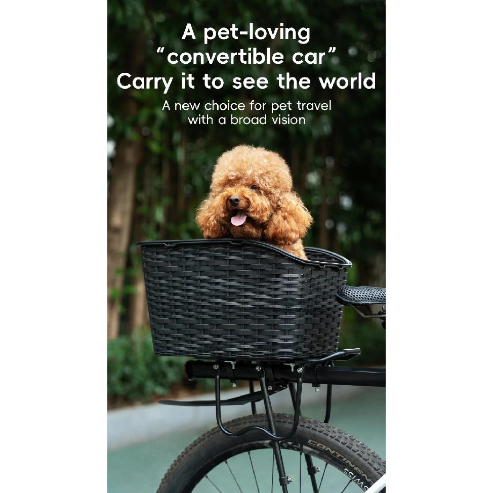 ROCKBROS Rear Bike Basket Large Capacity With Telescopic Cover Pets Bicycle Basket Fits for Most Rear Bike Rack Anti-squeeze