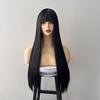 Universal Daily Style Black Long Straight Synthetic Wig with Bangs