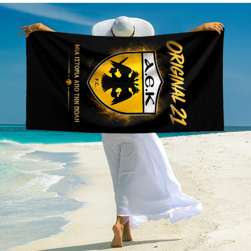 Proof Beach Towel with AEK FC LOGO Pattern - Soft,absorbent,quick-drying,machine Washable - Perfect for Swimming,camping,bathing