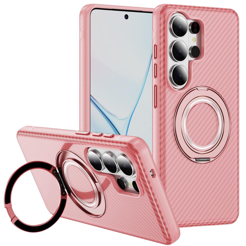 Applicable to Samsung S26Ultra fulcrum carbon fiber pattern magnetic mobile phone case S25Ultra gear bracket S24U cover