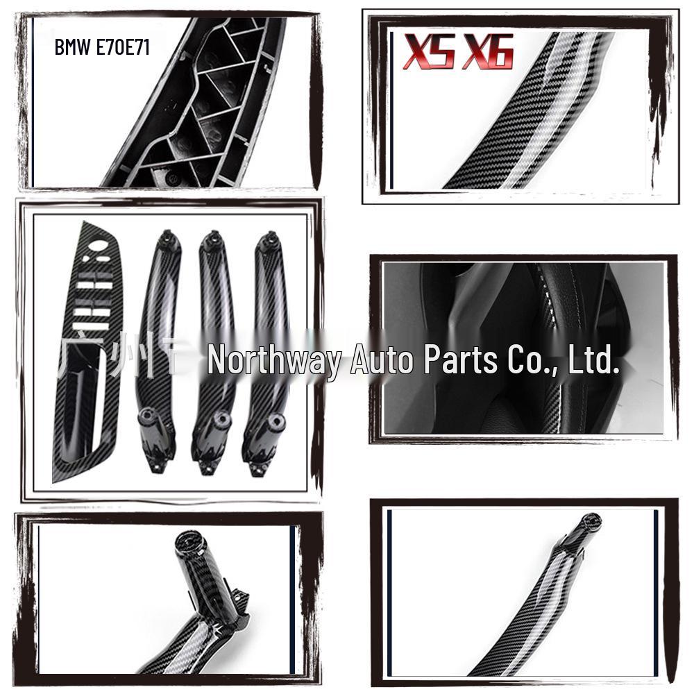 Kolfiber Inre Dörrhandtag Armstöd för BMW X5/X6 E70/E71/E72 (2007-2013)