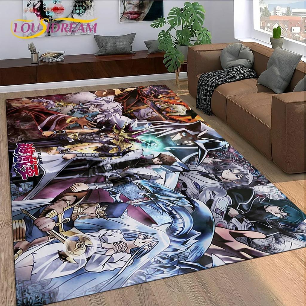 27 Style Yu-Gi-Oh Blue Eyes Dragon Monster Gold Card Cartoon Game Carpet Rug for Bedroom Living Room Home Sofa,Decor Floor Mat