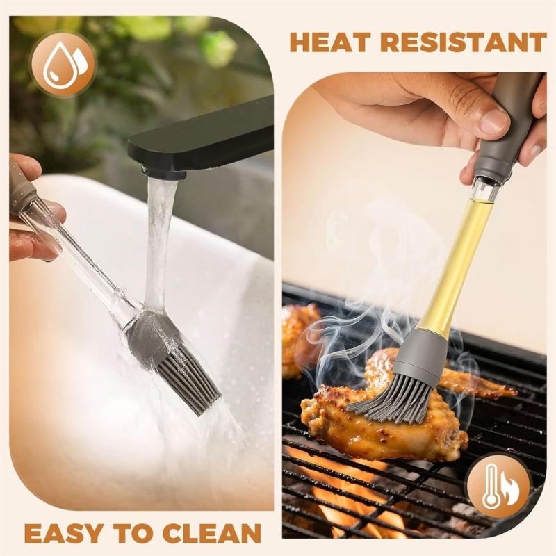 4 Piece Food Grade Silicone Cooking Basting Brush Heat Resistant Barbecue Oil Applicator Easy Cleaning Kitchen Tool