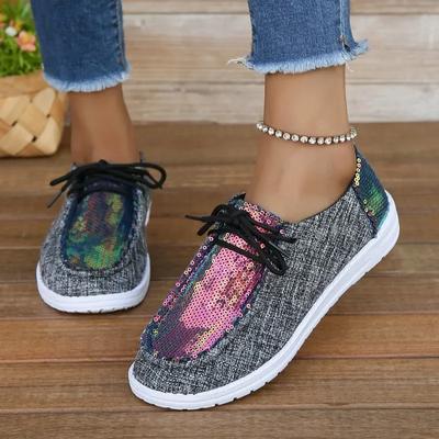 2024 Spring and Autumn Women's Vulcanized Shoes Lightweight Flat  Large Size Lace-up Breathable Sports Shoes Women's Shoes