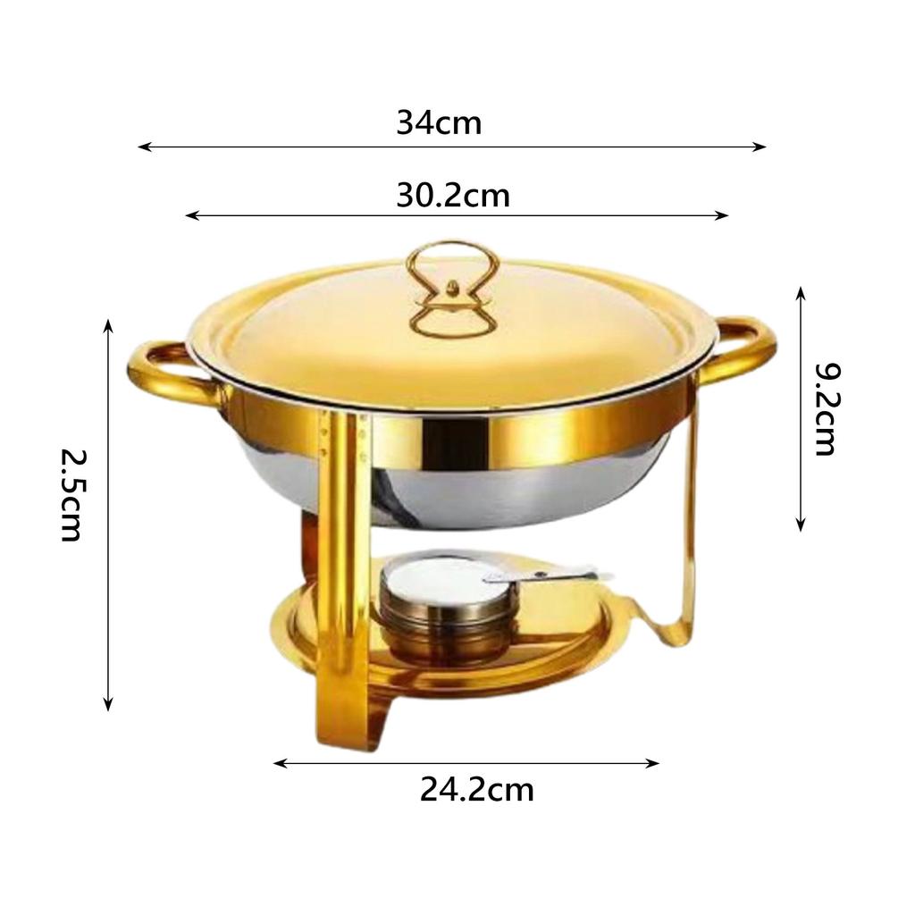 Catering Buffet Warmer Set, Catering Food Warmer, 4.5L Round Catering Warmer Server for Kitchen, Wedding, Cooking, Chafing
