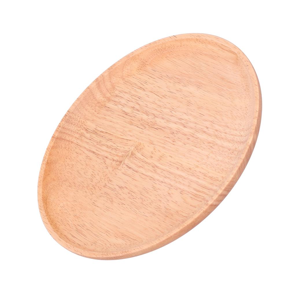 Rubber Wood Dinner Plate Round Tea Serving Tray Fruit Snack Tray Food Storage Plate24cm