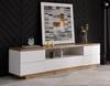 Modern Color Block TV Cabinet in White, TV Cabinet with Wood Grain, 180 cm