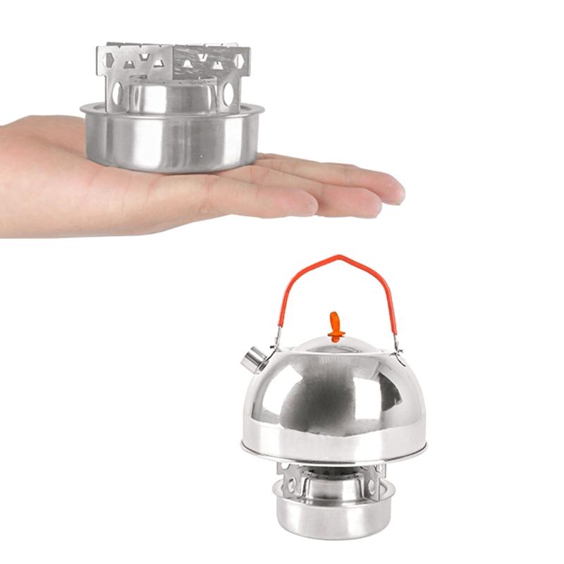 Portable Alcohol Stove with for Cross Stand Stove Rack Support Stand Outdoor Stainless Alcohol Stove and Rack Combo Set