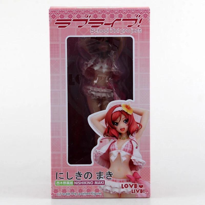 

28CM Amine LoveLive! School Idol Project Maki Nishikino Model Swimsuit Ver Model Toy Gift Standing Collection Action Figure No box
