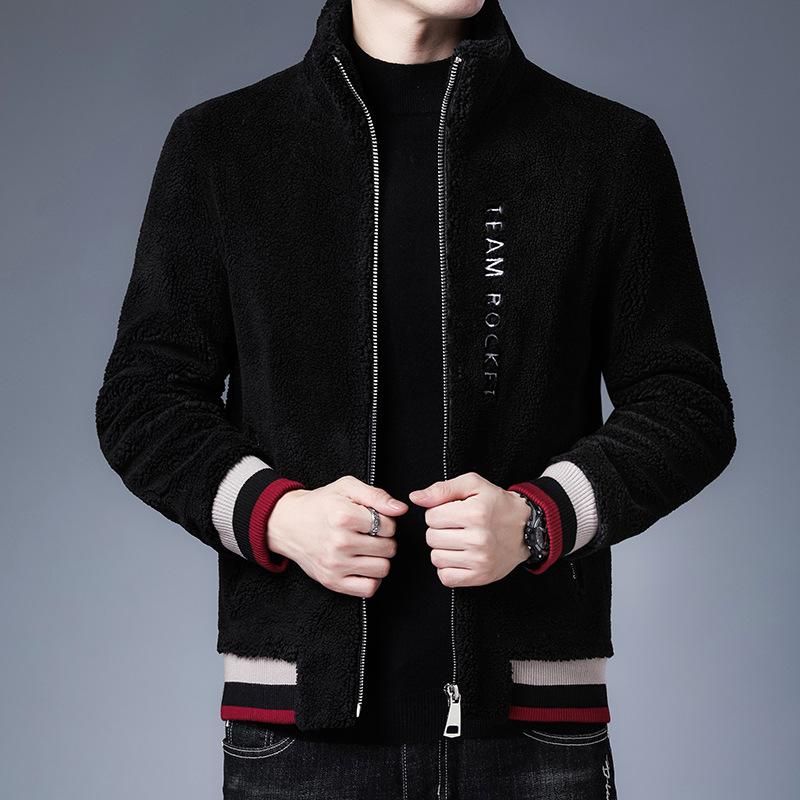 

Осенне-зимняя куртка из зернистого бархата, мужская шуба из искусственной овчины, модное мужское шерстяное пальто с воротником-стойкой 4XL