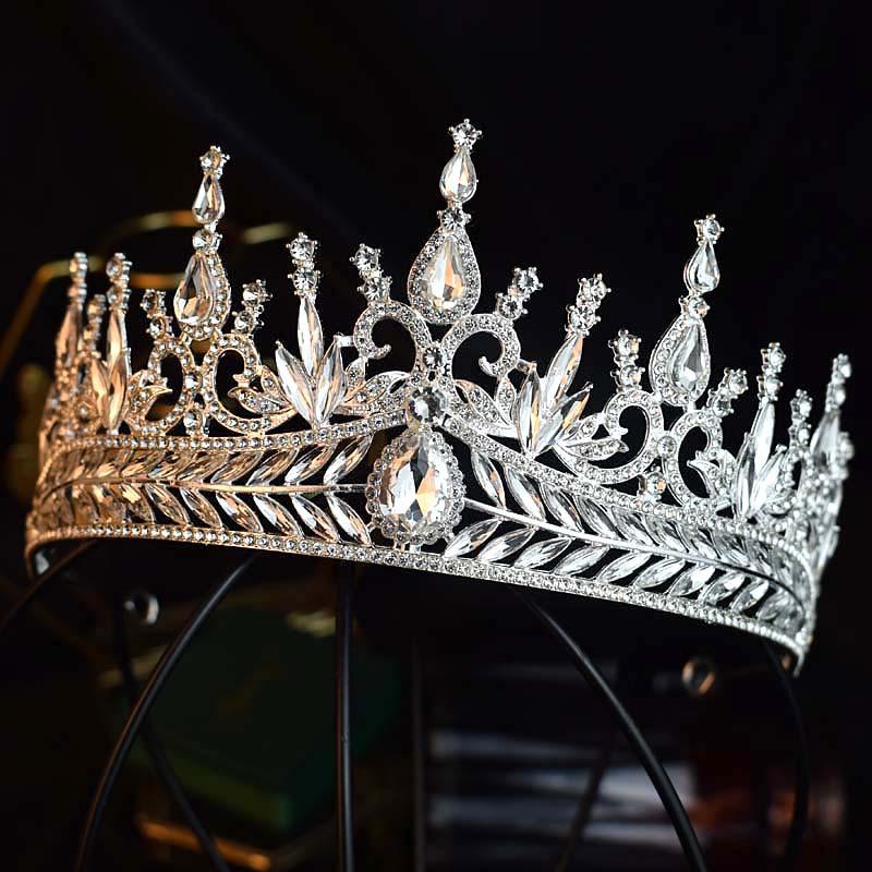 European and American High End Semi Round Crowns Bride's Headwear Crystal Birthday Crowns Dinner Studio Hair Crowns and Fashion Show Accessories