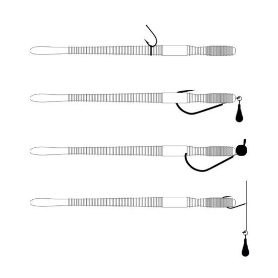 10 Piezas 12CM/4.2G Señuelo Blando de Gusano Salado Cebo Biónico Hilo de PVC Señuelo Artificial Pesca de Cabeza de Serpiente en Agua Salada y Dulce