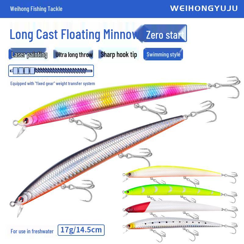 

Великий Мінноу Рибальська Приманка 14.5 см 19 г з Брязкальцем та Трьома Гачками для Дальнього Закидання Морської Риболовлі Colorful