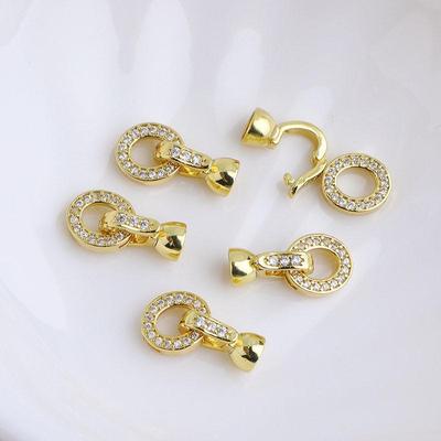 18K Gold Plated Zircon O-shaped Connector Clasp for Bracelets & Necklaces