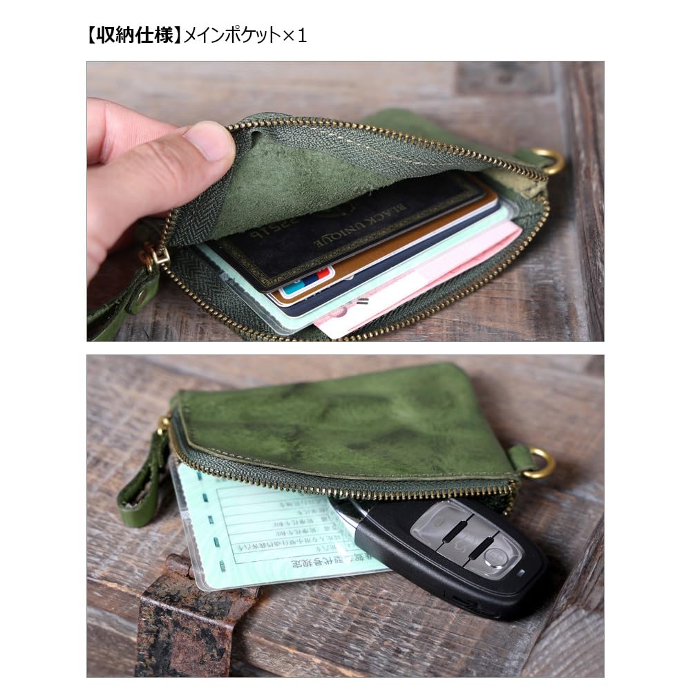 Whatna Tanned Natural Cowhide Leather Coin Case for Men and Mini Small Card Genuine Leather Earphone Storage Case ZD517351 Antique-Style Purse/Coin