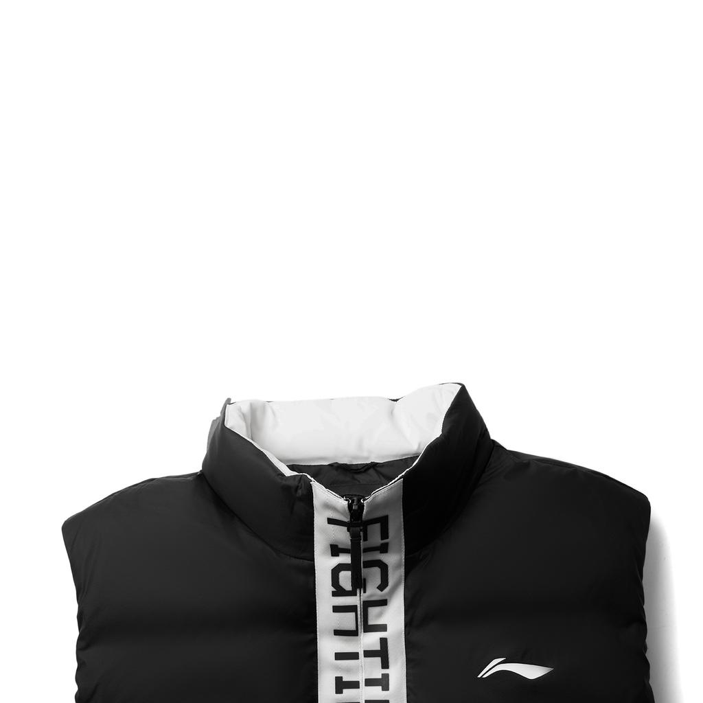 Li Ning Comfortable Casual Simple Stand Collar Zipper Letter Warm Vest Unisex Vests Black AMRV065-1