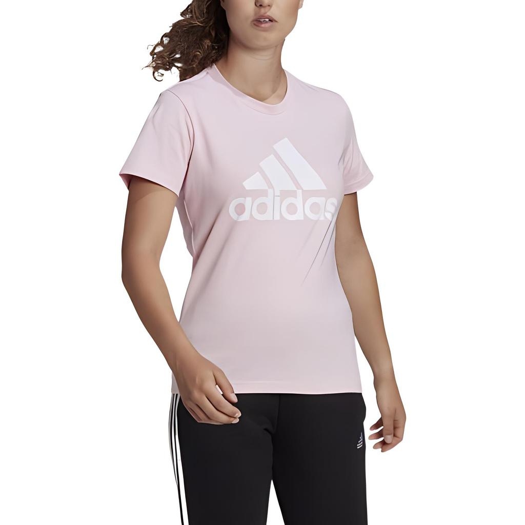 Adidas T Shirts Women's Pink Crew Neck Moderate Straight Fit GL0726