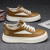 Autumn new leather super thick-soled wear-resistant shock-absorbing board shoes lace-up casual shoes