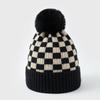 Plaid Knitted Pullover Hat With Fleece Lining Ear Flap Warm Winter Autumn Hat