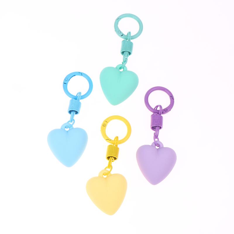 2Pcs Cute Candy Color Heart Keychain Korean Simple Love Keyring Bag Pendant Hanging Decoration Car Key Holder Couple Gifts