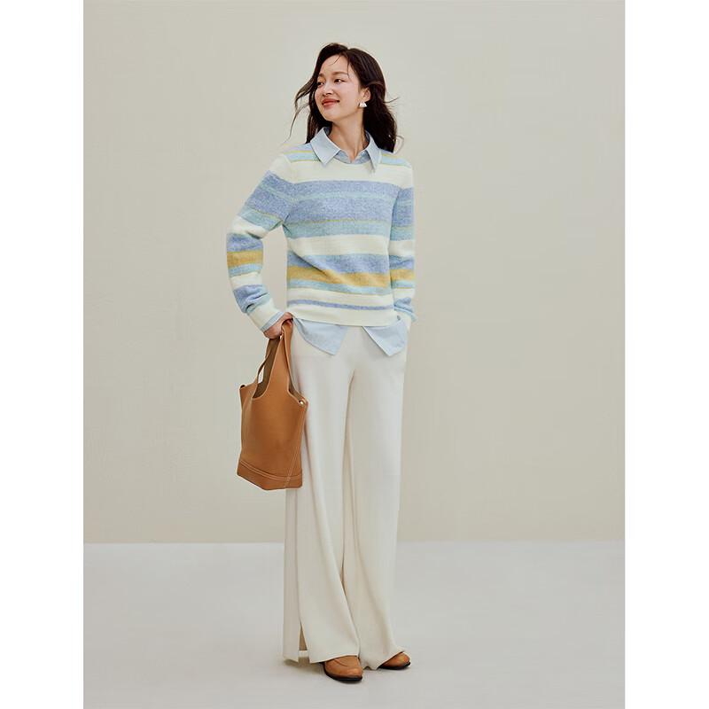 Inman Women's Striped Drop-shoulder Wool Knit Sweater