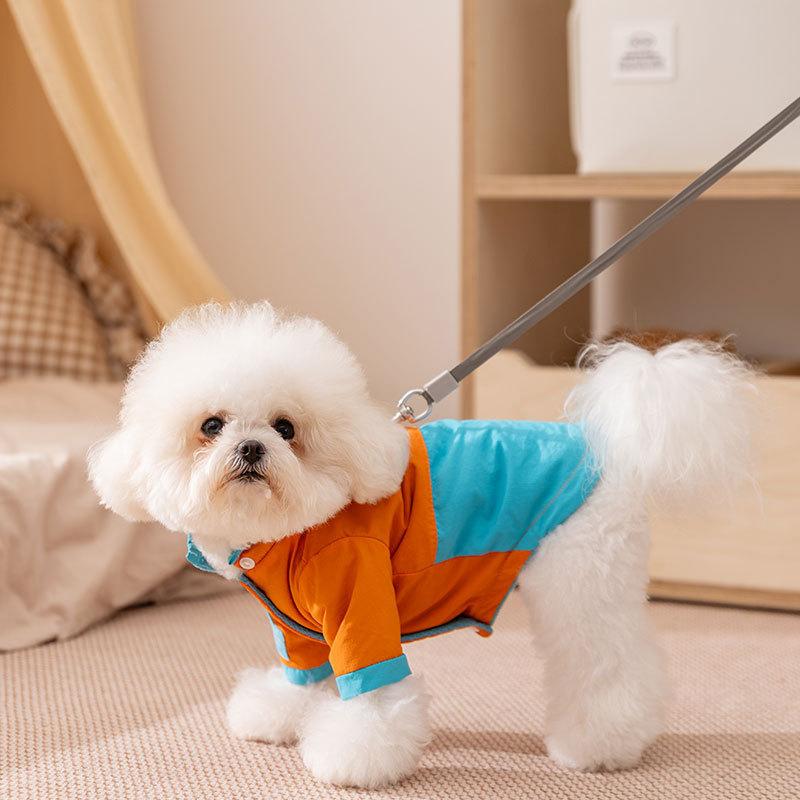 Color Block Outdoor Dog Jacket Warm Padded Coat For Small Breed Dogs Winter Windproof Pet Apparel Cozy Fleece Lined Puppy Clothing