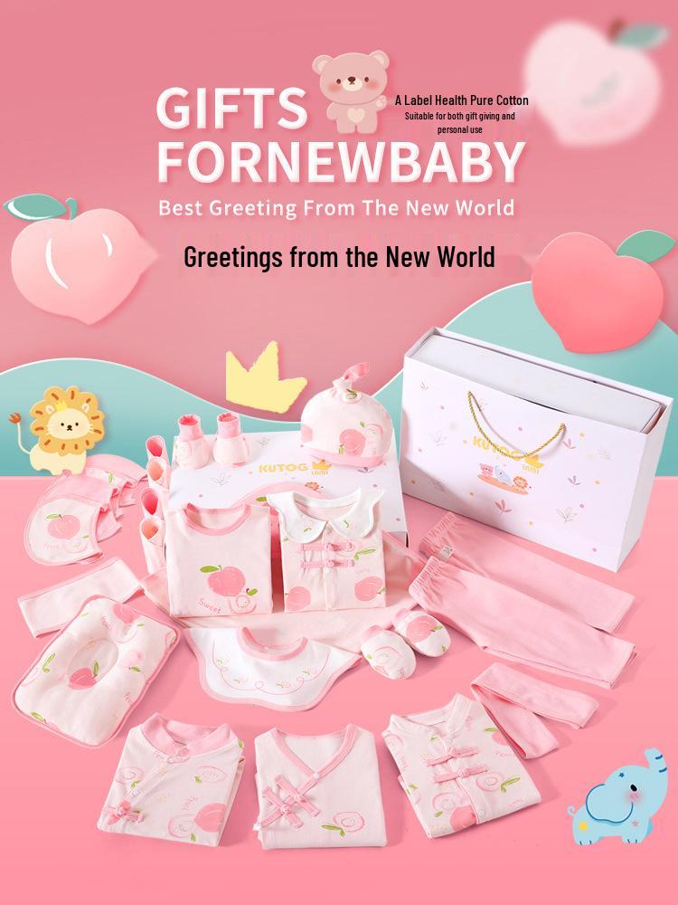 Newborn Pure Cotton Romper Set – Baby Gift Box for Autumn/Winter, Perfect for Firstborn and Milestone Celebrations