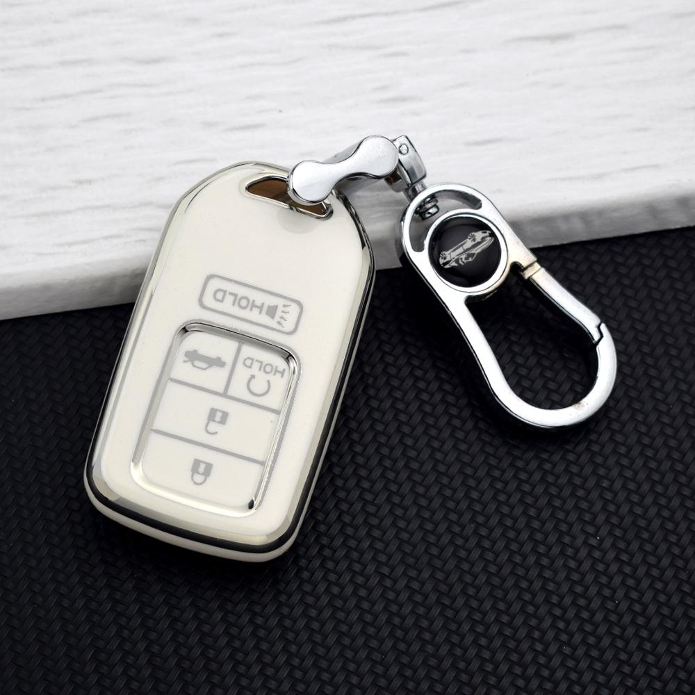 5/6 Buttons TPU Car Key Case Cover for Honda Civic Accord CRV Pilot Odyssey Ridgeline Passport Soft Key Bag Protector Keychain