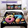 3PC Custom Name Happy 67th Birthday! Bedding Set Printed  Bedding Set Duvet Cover Closure Includes 1 Duvet Cover & 151 Pillowcases for Bedroom